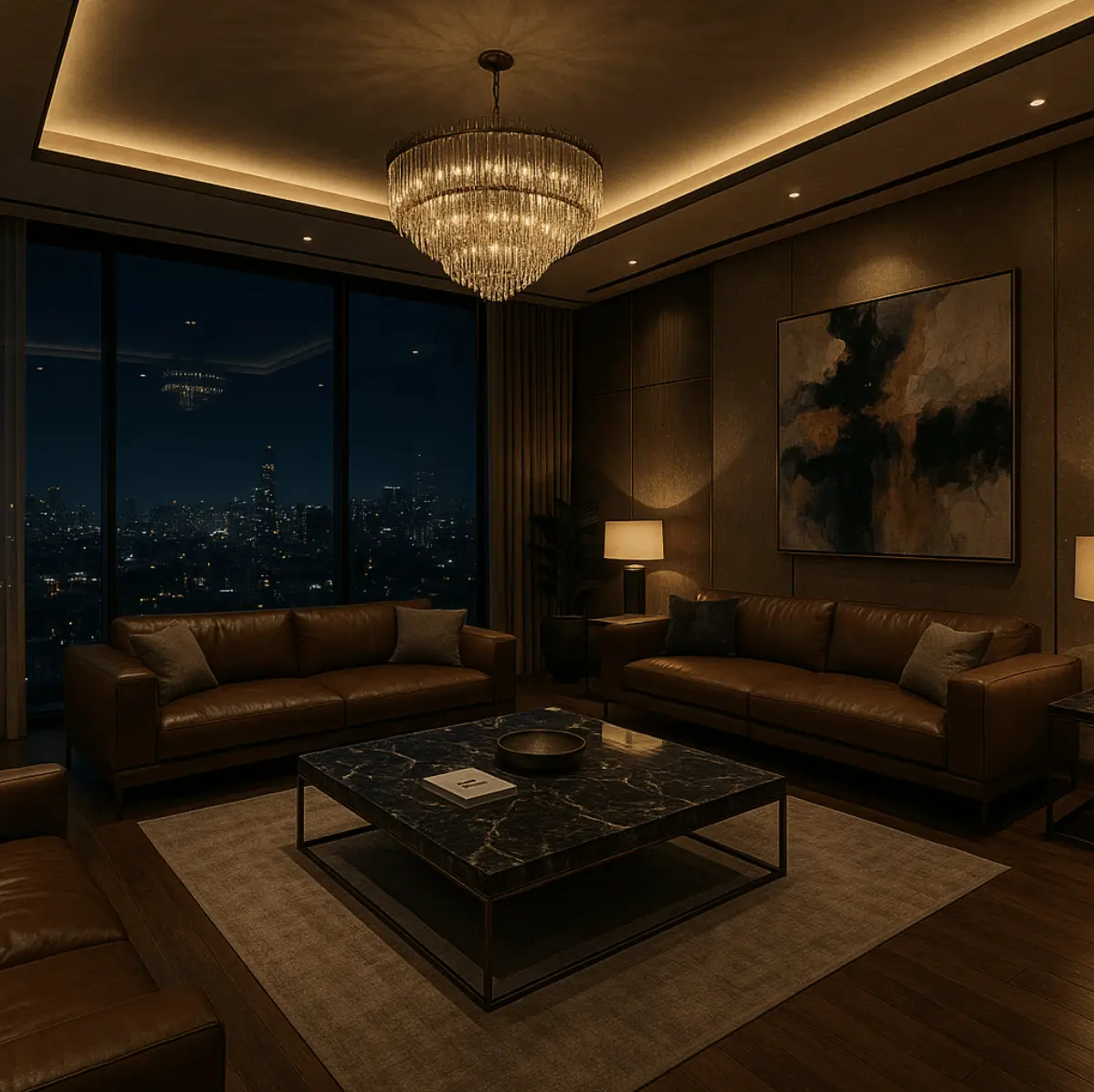 Luxurious living room with modern furnishings